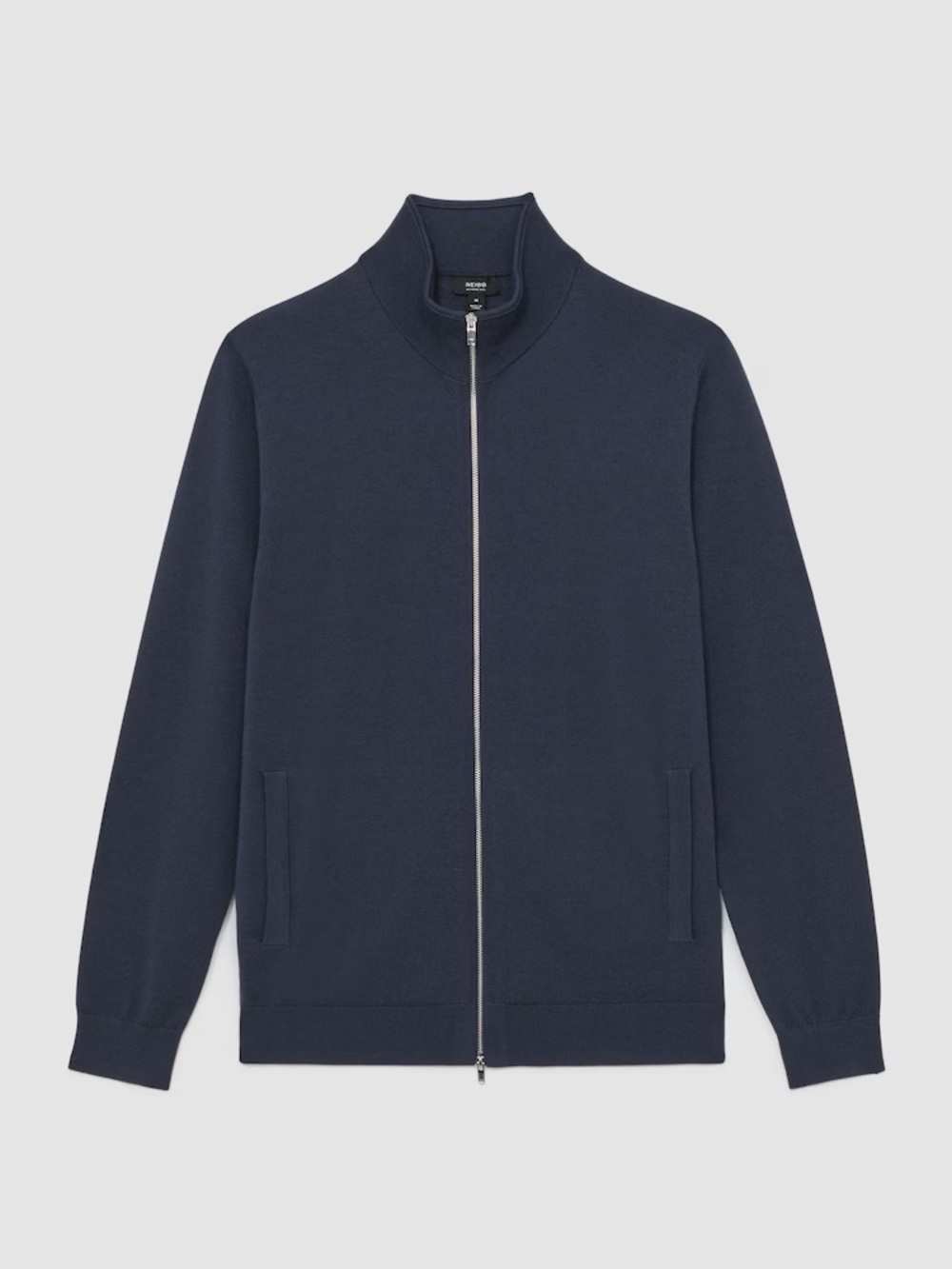 New Reiss 100% merino wool Men's Navy Zip-Up Sweater Jacket